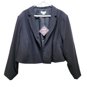 Ava & Viv Womens Black Plus Size 3X Cropped Blazer Jacket Office Wear